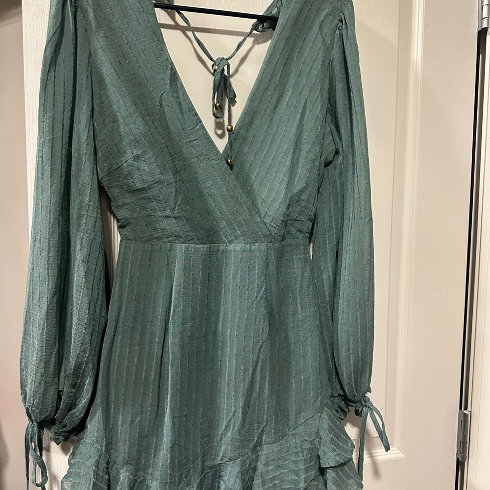 Chic Teal Long Sleeve Dress